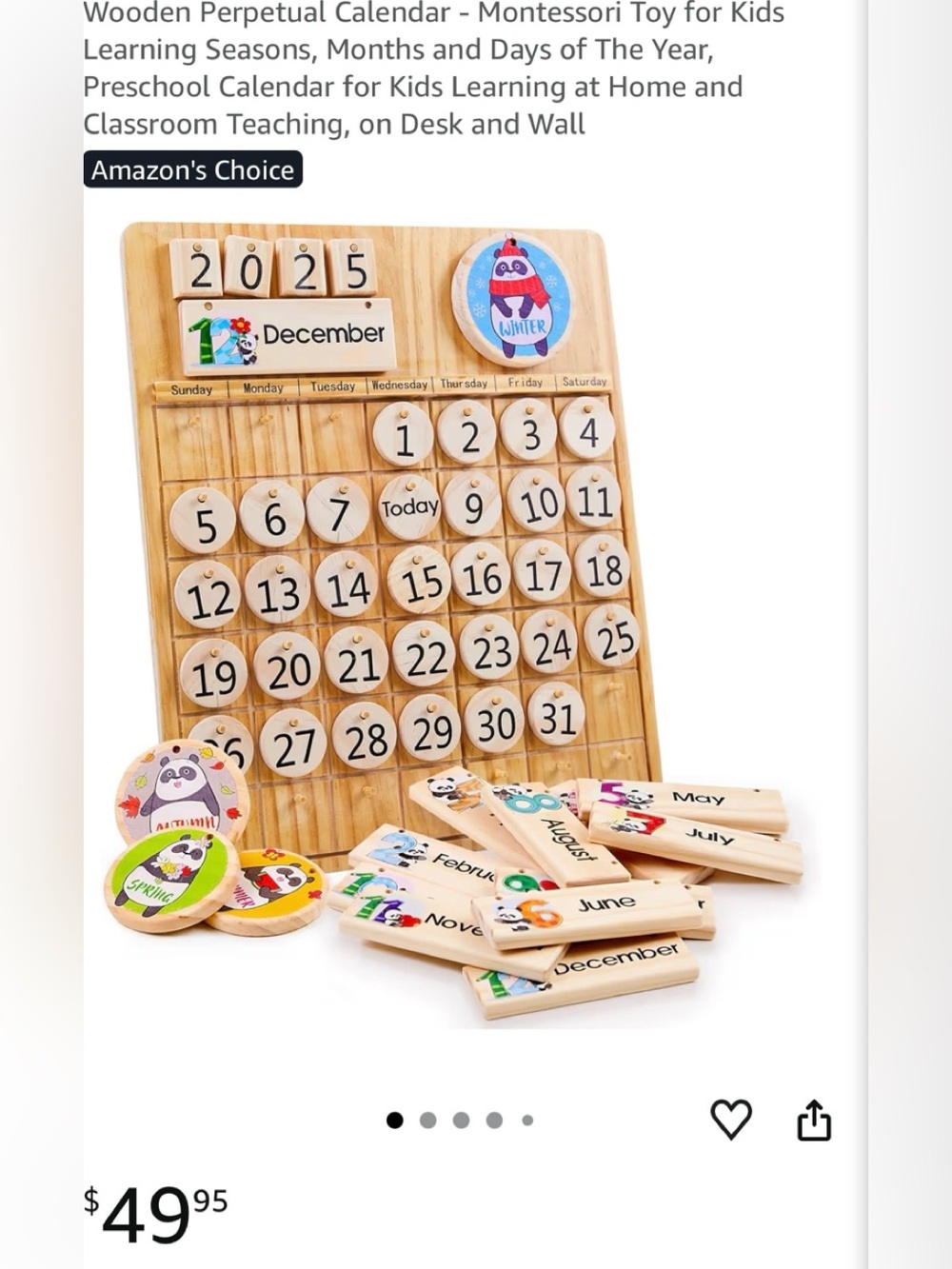 Panda Brothers wooden calendar